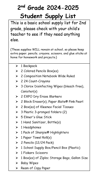 Student Supply List 